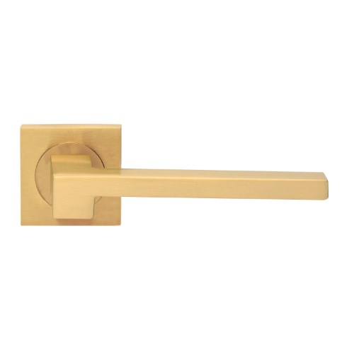 MORPHOS LIGHT - passage lever set square rose (50mm) without latch in Satin Brass