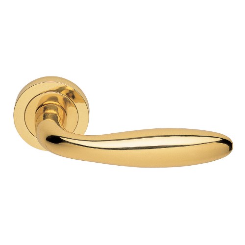PISA - passage lever set round rose (50mm) without latch  in Polished Brass