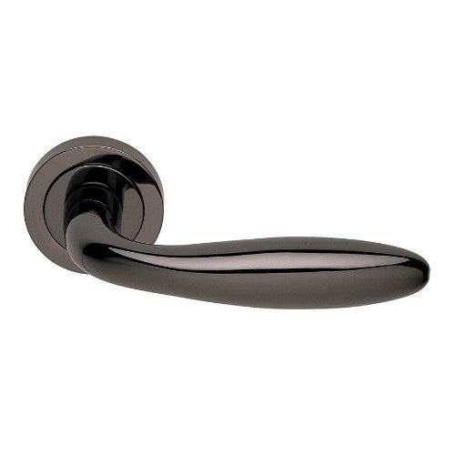 PISA - privacy lever set round rose (50mm) including privacy latch  in Polished Black Chrome
