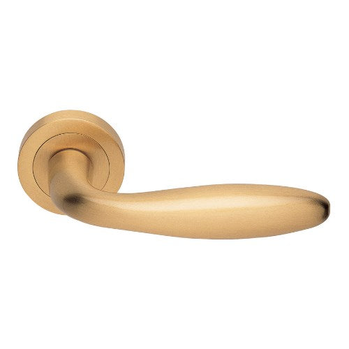 PISA - passage lever set round rose (50mm) without latch  in Satin Brass