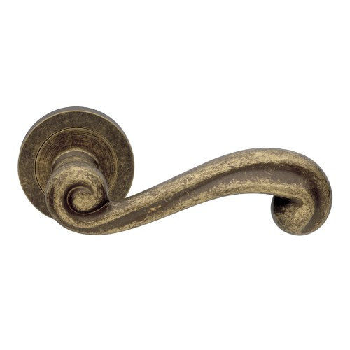 PLAZA - passage lever set round rose (50mm) without latch  in Antique Bronze