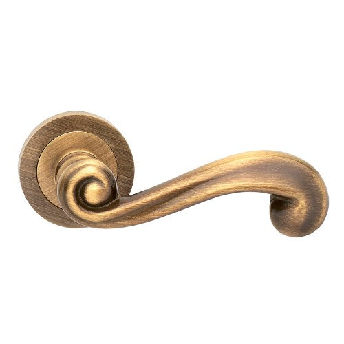 PLAZA - passage lever set round rose (50mm) without latch  in Satin Bronze