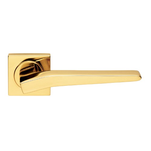 PRESO - passage lever set square rose (50mm) without latch in Polished Brass