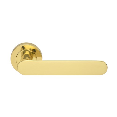 RATIO - passage lever set round rose (50mm) without latch  in Polished Brass