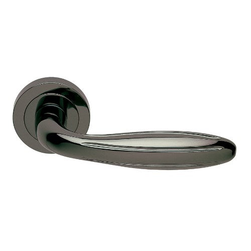 ROMA - privacy lever set round rose (50mm) including privacy latch  in Polished Black Chrome