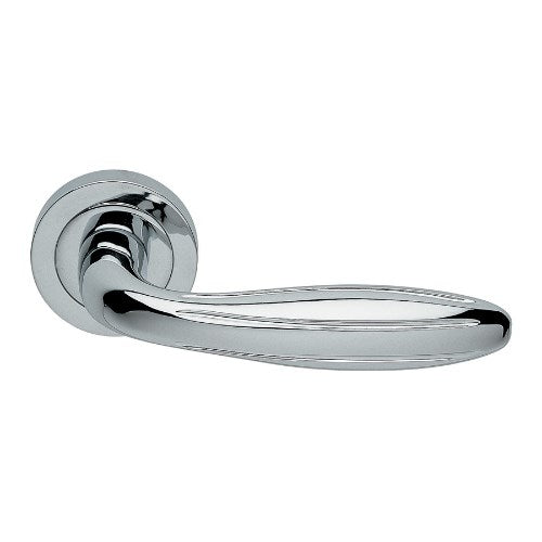 ROMA - passage lever set round rose (50mm) without latch  in Polished Chrome