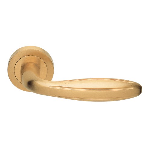 ROMA - passage lever set round rose (50mm) without latch  in Satin Brass