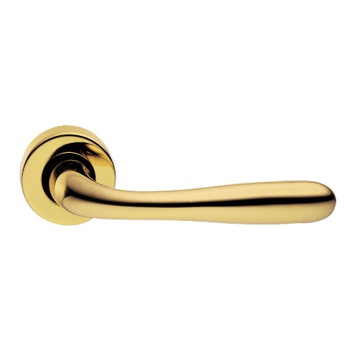 RUBINO - passage lever set square rose (50mm) without latch in Polished Brass