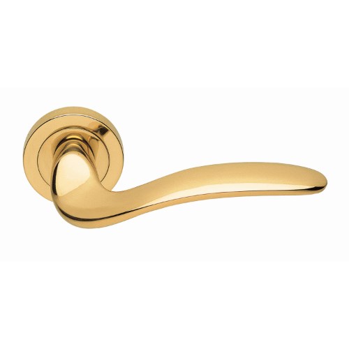 SALINA - passage lever set round rose (50mm) without latch  in Polished Brass