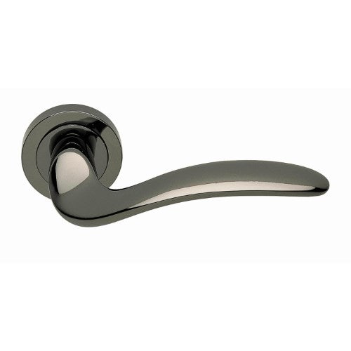 SALINA - passage lever set round rose (50mm) without latch  in Polished Black Chrome