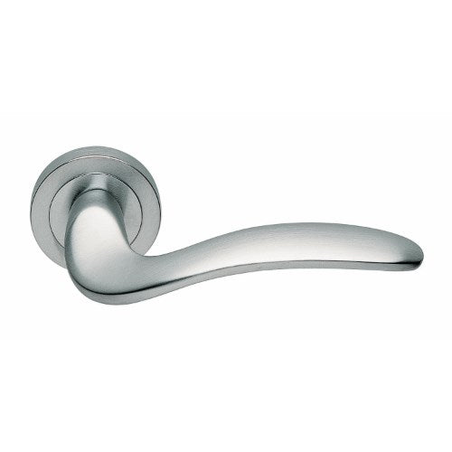 SALINA - privacy lever set round rose (50mm) including privacy latch  in Satin Chrome