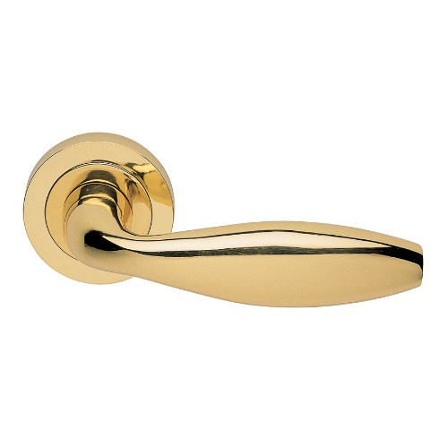 SIENA - passage lever set round rose (50mm) without latch  in Polished Brass