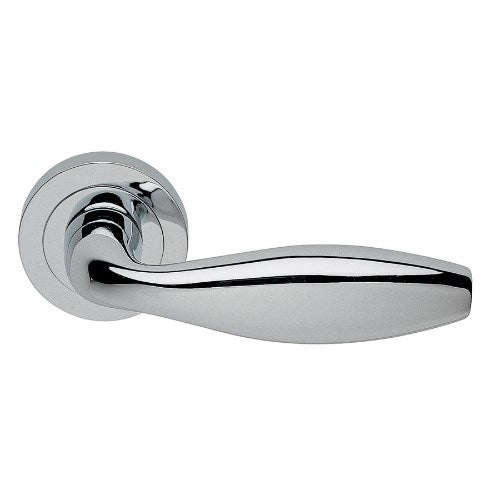 SIENA - passage lever set round rose (50mm) without latch  in Polished Chrome