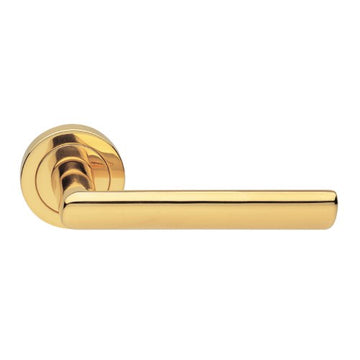 STELLA - passage lever set square rose (50mm) without latch in Polished Brass