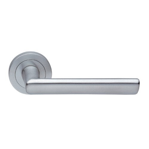 STELLA - passage lever set square rose (50mm) without latch in Satin Chrome