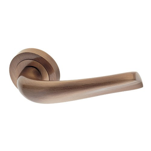 SURF - passage lever set round rose (50mm) without latch  in Satin Bronze