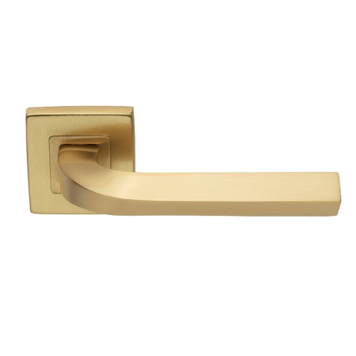 TRENDY - passage lever set square rose (50mm) without latch in Satin Brass
