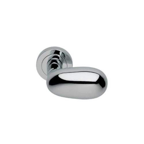 UOVO - passage lever set round rose (50mm) without latch , On Round Rose, Pair in Polished Chrome