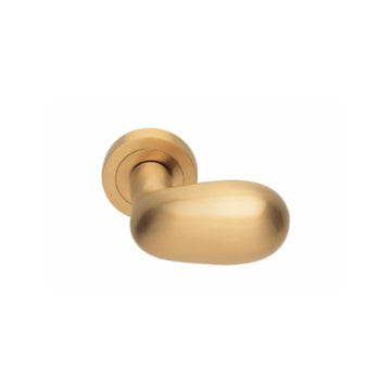 UOVO - privacy lever set round rose (50mm) including privacy latch  in Satin Brass