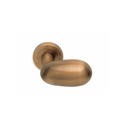 UOVO - passage lever set round rose (50mm) without latch  in Satin Bronze
