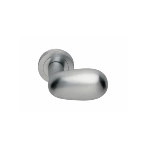 UOVO - passage lever set round rose (50mm) without latch  in Satin Chrome