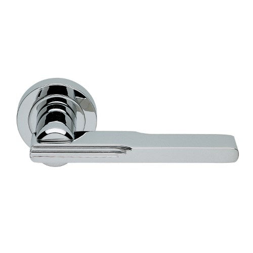 VERONICA - passage lever set square rose (50mm) without latch in Polished Chrome
