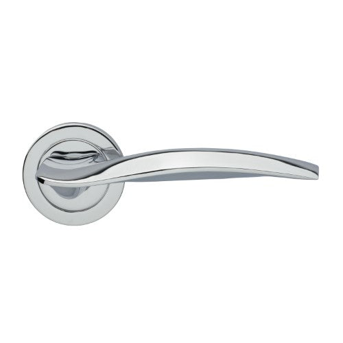 WIND - passage lever set square rose (50mm) without latch in Polished Chrome