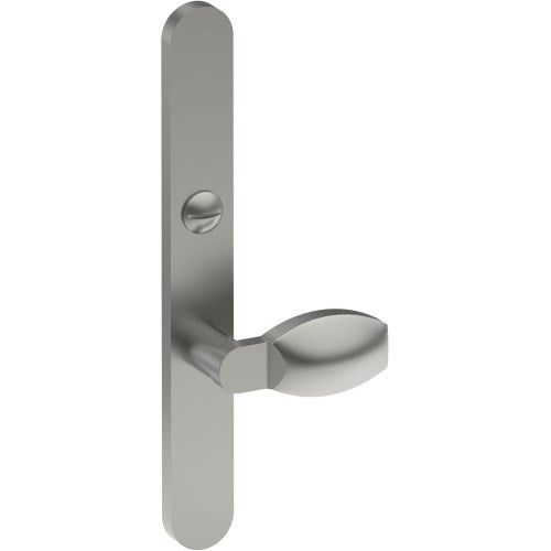 ASH Door Handle on B01 EXTERNAL Australian Standard Backplate with Emergency Release, Concealed Fixing (Half Set) 64mm CTC in Satin Stainless