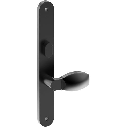 ASH Door Handle on B01 INTERNAL Australian Standard Backplate with Privacy Turn, Visible Fixing (Half Set) 64mm CTC in Black Teflon