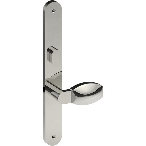 ASH Door Handle on B01 INTERNAL Australian Standard Backplate with Privacy Turn, Visible Fixing (Half Set) 64mm CTC in Polished Stainless