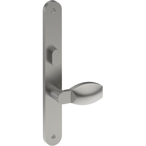 ASH Door Handle on B01 INTERNAL Australian Standard Backplate with Privacy Turn, Visible Fixing (Half Set) 64mm CTC in Satin Stainless