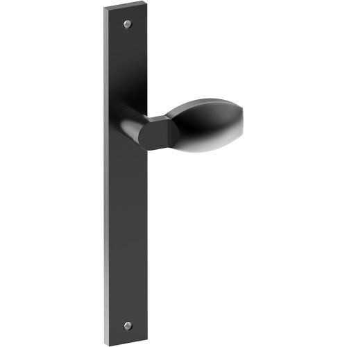 ASH Door Handle on B02 INTERNAL European Standard Backplate, Visible Fixing (Half Set)  in Black Teflon