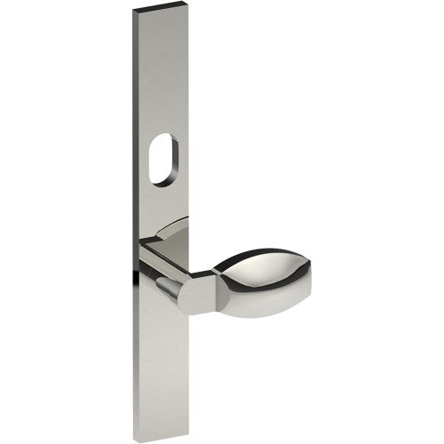 ASH Door Handle on B02 EXTERNAL Australian Standard Backplate with Cylinder Hole, Concealed Fixing (Half Set) 64mm CTC in Polished Stainless