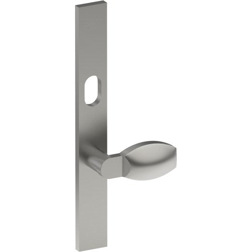 ASH Door Handle on B02 EXTERNAL Australian Standard Backplate with Cylinder Hole, Concealed Fixing (Half Set) 64mm CTC in Satin Stainless