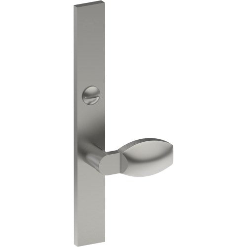 ASH Door Handle on B02 EXTERNAL Australian Standard Backplate with Emergency Release, Concealed Fixing (Half Set) 64mm CTC in Satin Stainless