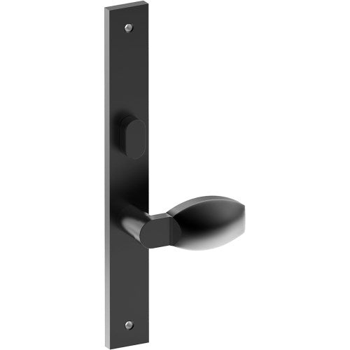 ASH Door Handle on B02 INTERNAL Australian Standard Backplate with Privacy Turn, Visible Fixing (Half Set) 64mm CTC in Black Teflon