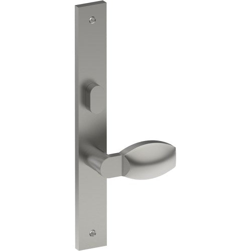 ASH Door Handle on B02 INTERNAL Australian Standard Backplate with Privacy Turn, Visible Fixing (Half Set) 64mm CTC in Satin Stainless