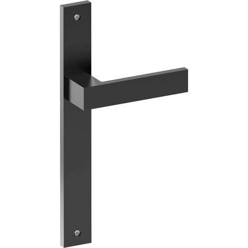 BAR Door Handle on B02 INTERNAL European Standard Backplate, Visible Fixing (Half Set)  in Black Teflon