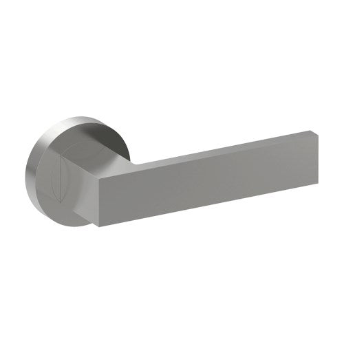 BAR Door Handles on Ø52mm Rose (Latch/Lock Sold Separately) in Satin Stainless