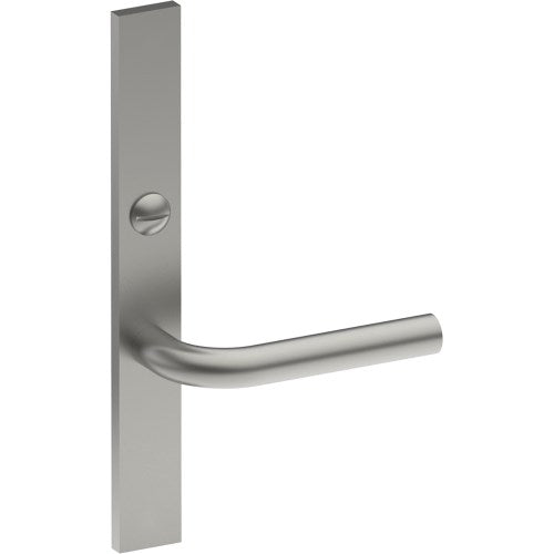 CAPRI Door Handle on B02 EXTERNAL Australian Standard Backplate with Emergency Release, Concealed Fixing (Half Set) 64mm CTC in Satin Stainless