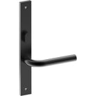 CAPRI Door Handle on B02 INTERNAL Australian Standard Backplate with Privacy Turn, Visible Fixing (Half Set) 64mm CTC in Black Teflon