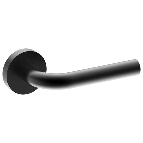 CAPRI Door Handles on Ø52mm Rose (Latch/Lock Sold Separately) in Black Teflon