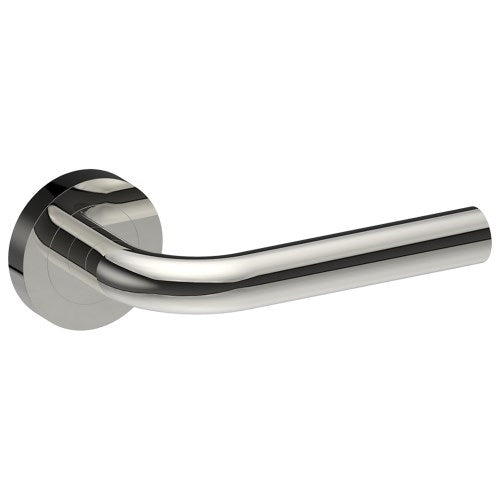 CAPRI Door Handles on Ø52mm Rose (Latch/Lock Sold Separately) in Polished Stainless