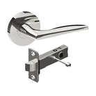 Castile door handle by Style Finish Doorware, showing a sleek metallic handle on a door with a modern design.