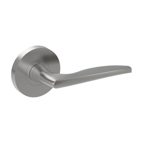CASTILE Door Handles on Ø65mm Rose (Latch/Lock Sold Seperately) in Satin Stainless