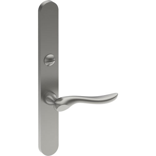 CATALONA Door Handle on B01 EXTERNAL Australian Standard Backplate with Emergency Release, Concealed Fixing (Half Set) 64mm CTC in Satin Stainless