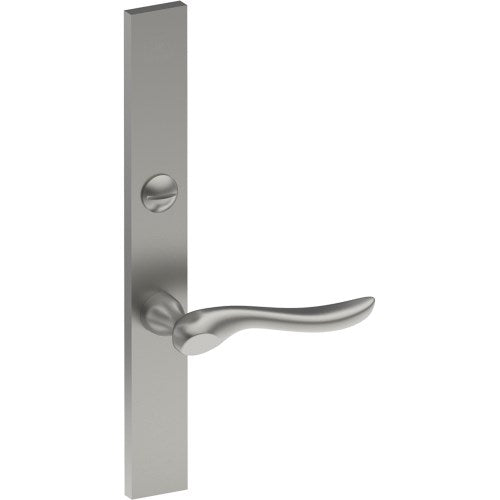 CATALONA Door Handle on B02 EXTERNAL Australian Standard Backplate with Emergency Release, Concealed Fixing (Half Set) 64mm CTC in Satin Stainless