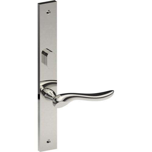 CATALONA Door Handle on B02 INTERNAL Australian Standard Backplate with Privacy Turn, Visible Fixing (Half Set) 64mm CTC in Polished Stainless