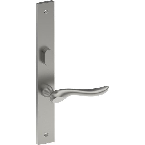 CATALONA Door Handle on B02 INTERNAL Australian Standard Backplate with Privacy Turn, Visible Fixing (Half Set) 64mm CTC in Satin Stainless