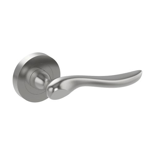 CATALONA Door Handles on Ø52mm Rose (Latch/Lock Sold Separately) in Satin Stainless